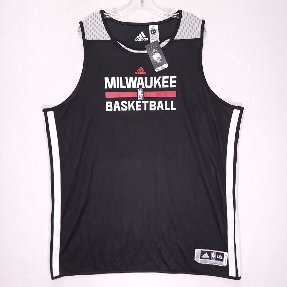 Adidas Milwaukee Bucks Basketball NBA Tank Top Jersey Reversible Mens 5XL +2 NEW